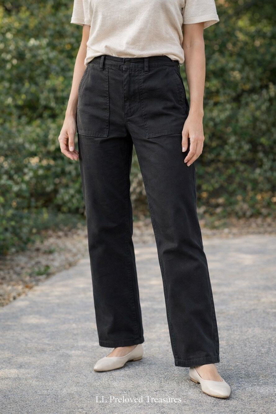 Nili Lotan Utility Pants BlackMade in USA sz 6 Minimalist Luxury Italian Fabric